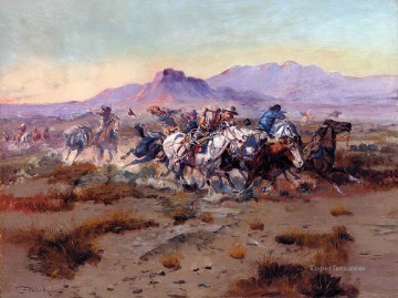 1900年の攻撃 チャールズ・マリオン・ラッセル Oil Paintings